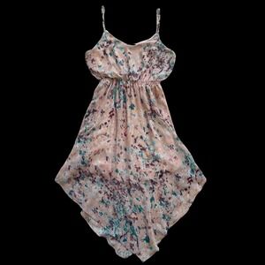 Soprano High Low Handkerchief Hem Dress Pink Med Y2K Fairycore Fairy boho flowy